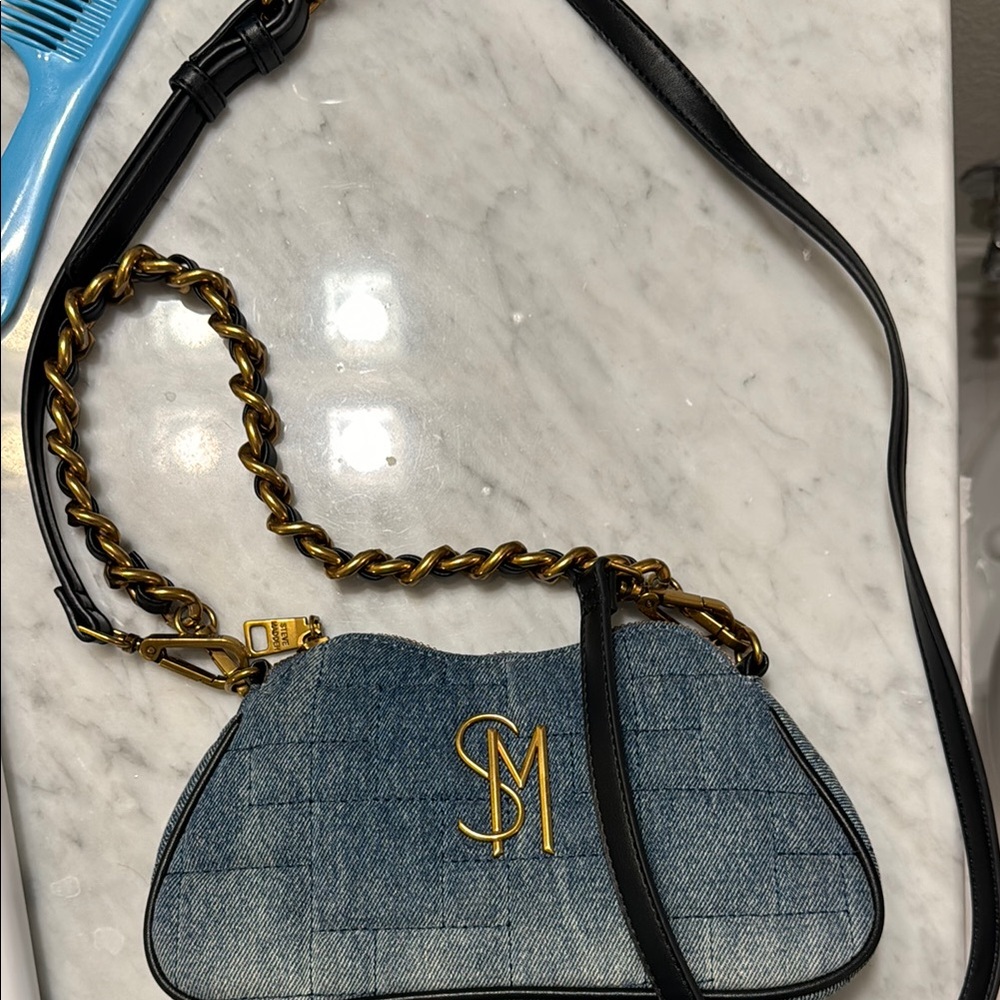 Stylish Steve Madden Denim Shoulder Bag with Chain Strap